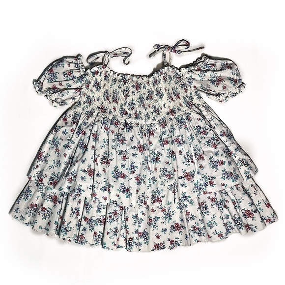 Sarah Louise White Floral Smocked CottageCore Ruffled Dress 18 months - Picture 1 of 5